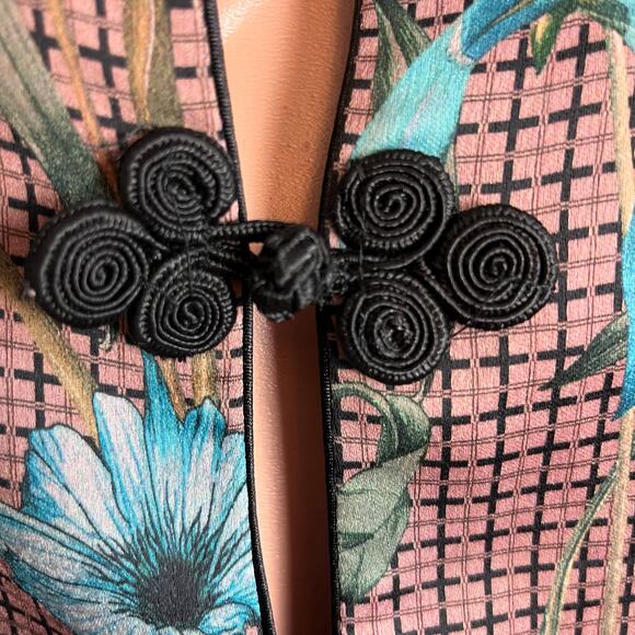 Zara Woman Asian Inspired Kimono Jacket Small Floral Quiet Luxury Silky Preppy - Picture 4 of 6